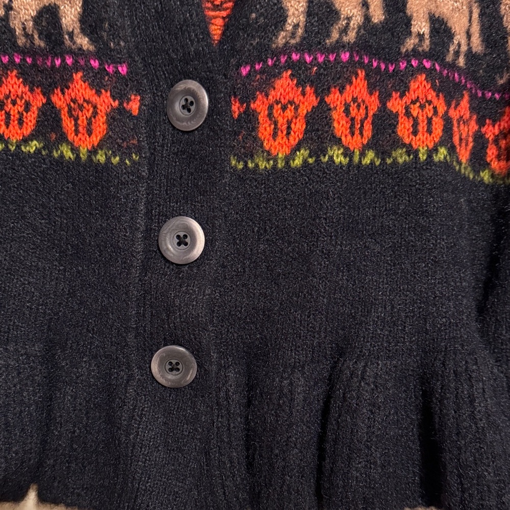 Free People Black Patterned Wolf Pack Sweater - Picture 3 of 6